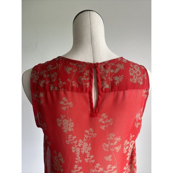 Collective Concepts Sleeveless Womens Red Floral Sheer Blouse MP - Picture 2 of 12